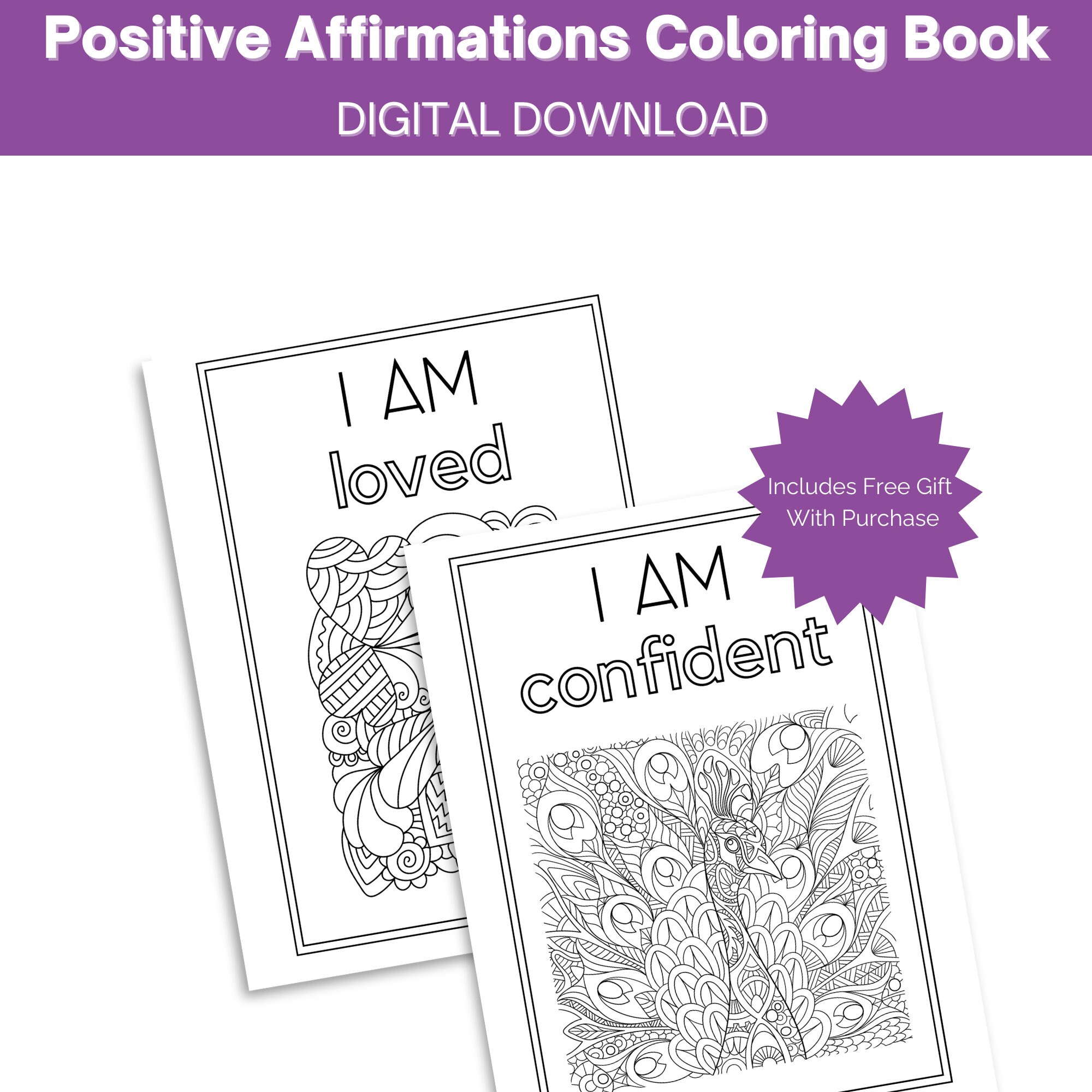 Positive Affirmations Coloring Book - Etsy