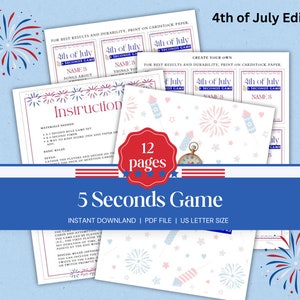 5 Seconds Game - 4 juli-editie | Trivia-spel voor vieringen van de onafhankelijkheidsdag | Leuk en boeiend gezelschapsspel | Leer en heb plezier