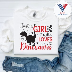 Just a Girl Who Loves Dinosaur SVG PNG, Dinosaur Svg, Valentine&#39;s Day Svg, Love Heart Svg, Love SVG, Valentine Svg, Happy Valentines Day Svg