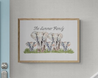 Personalised family print, Family print, family gift, Christmas gift, gift for mum, gift for dad, custom gift, elephant family print