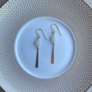 Moonstone Beaded Dangly Gold Earring