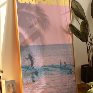California Wall Art Surf Poster Surfer Girl Wall Art Beach Print Retro California Surfing Magazine Wall Art Ocean Print Coastal Beach Decor