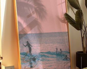 California Wall Art Surf Poster Surfer Girl Wall Art Beach Print Retro California Surfing Magazine Wall Art Ocean Print Coastal Beach Decor