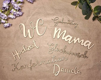 Personalisierter Schriftzug Holz | Verschiedene Anlässe | Kinderzimmer | Hochzeit | Namensschild | Wand | Kommunion | Konfirmation | Deko