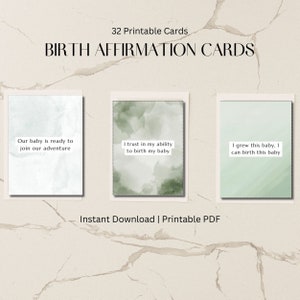 Cartões de afirmação de gravidez e nascimento | Download digital para impressão | Presentes para chá de bebê | Mantras para futuras mamães