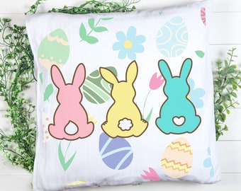 Cute Easter Bunny Throw Pillow Case Gift for Rabbit lover Happy Easter Rabbit Pillow Cover Kawaii Easter Egg Pillow Case for Home Decor