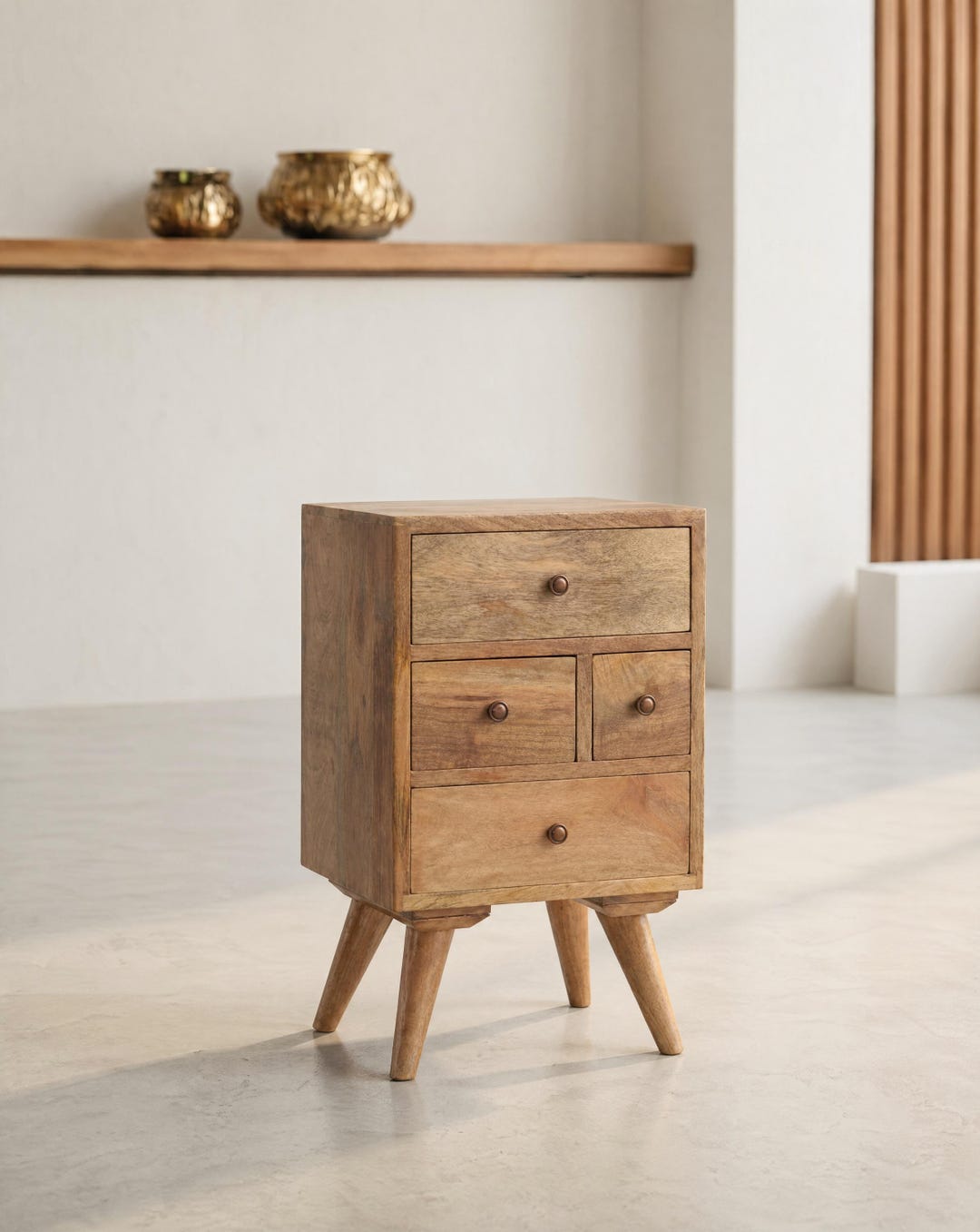 Wooden Nightstand With Drawers, Solid Mango Wood Bedside Table - Etsy