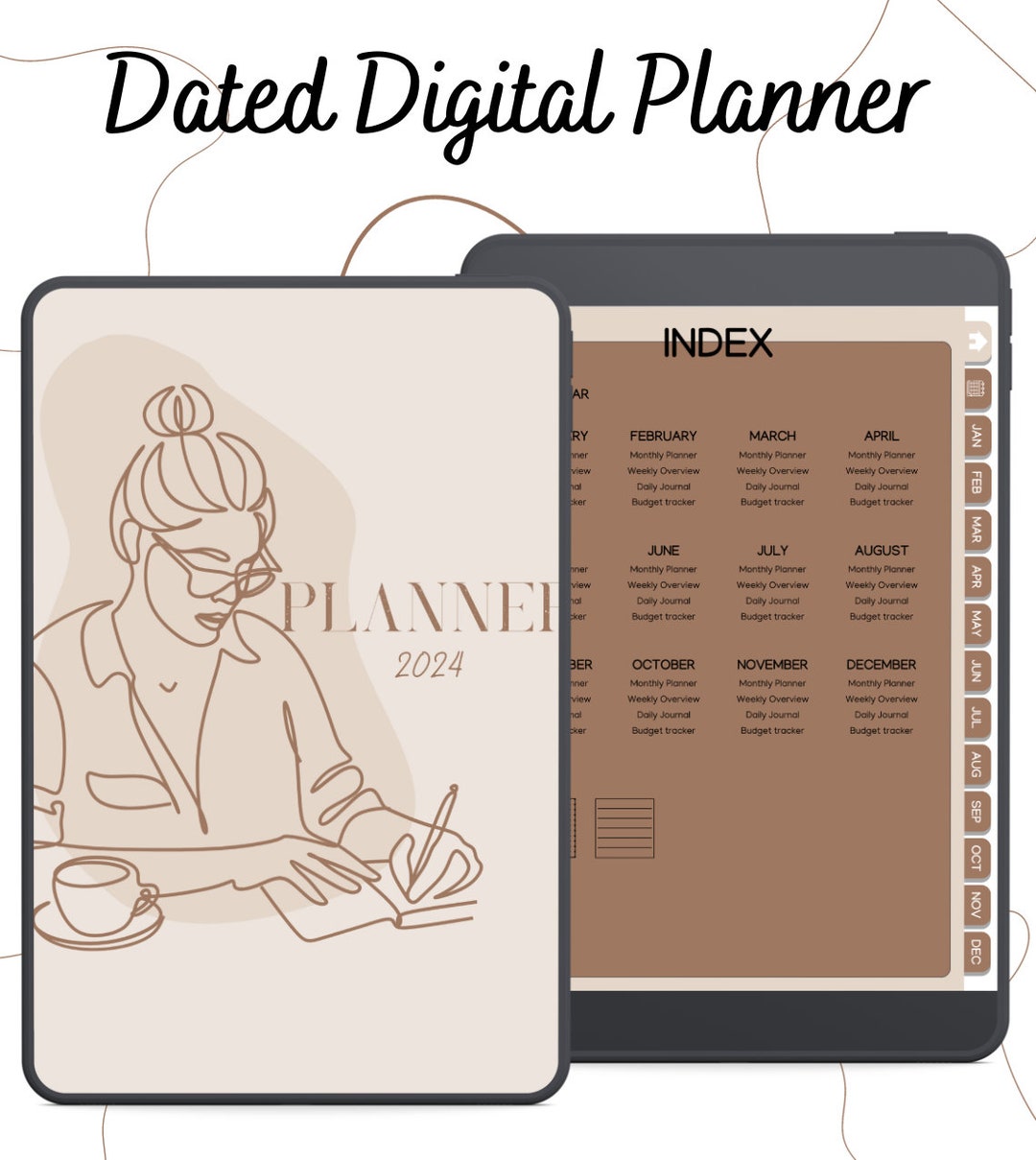 2024 Dated Brown Theme Digital Planner Daily Weekly - Etsy