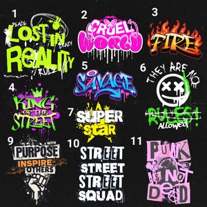 Graffiti personalizado em estilo de arte de rua com nome personalizado, imagem de graffiti PNG, adesivo de graffiti para serviços de impressão sob demanda.