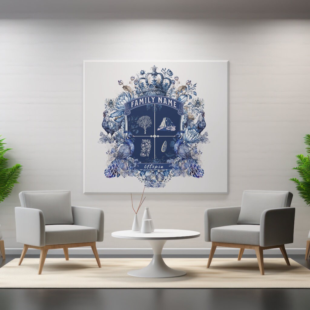 Family Crest Coat of Arms Custom Logo Design , CUSTOM CREST, Watercolor ...