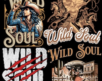 Diseños de alma salvaje PNG: Sublimación, Western, Boho, Vaquero, Rockero, Vanguardista