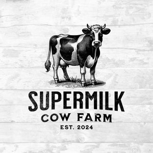 Farm & Dairy Logo Design - Custom Logo Design - Farm Branding Package - Cow Logo Design - Customizable