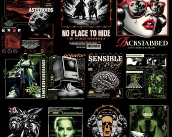 Trendiga streetwear-t-shirtdesigner: 100 PNG-filer (digital nedladdning)