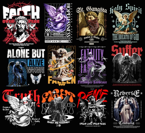 Angel Streetwear T-Shirt Designs Bundle (Digital Download)