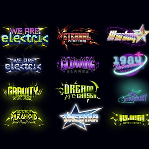Y2K logo, neon light, 80s retro, Custom Logo designs