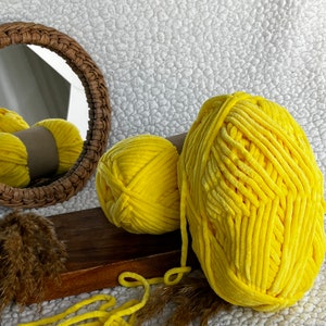 baby velour jaune fil fils tricot mercerie bobine creation laine accessoire bouton rubans aiguille macramé amigurumi loisirs cotton croche imagem 5