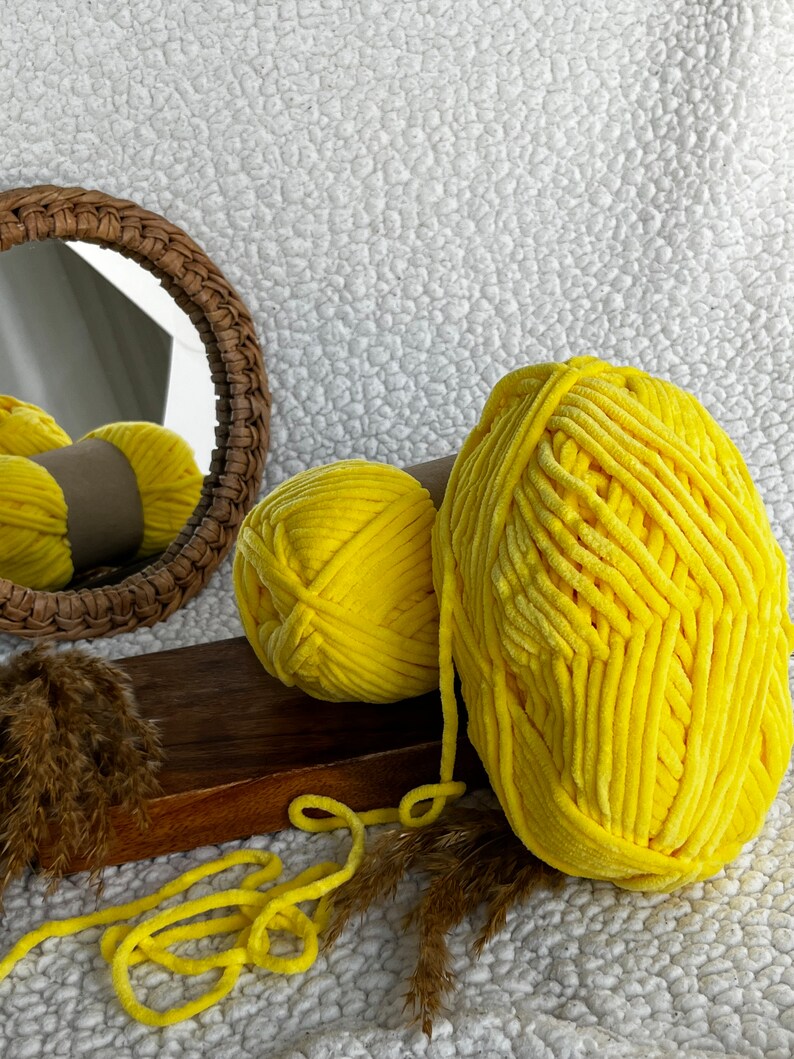 baby velour jaune fil fils tricot mercerie bobine creation laine accessoire bouton rubans aiguille macramé amigurumi loisirs cotton croche image 5