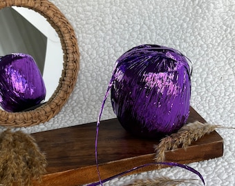 Premium quality metallic raffia yarn, shiny yarn, metallic knitting yarn, crochet pocket bag yarn, polyester yarn