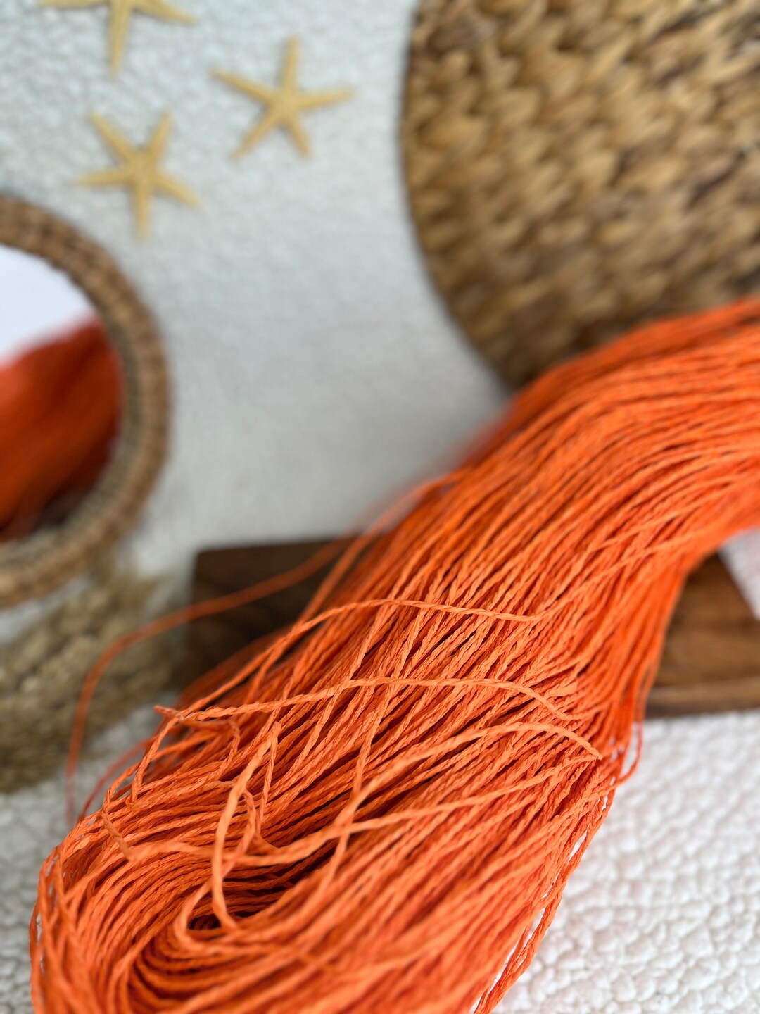 Orange Raffia PAPER YARN 2ply Natural Twisted Craft Skein Etsy