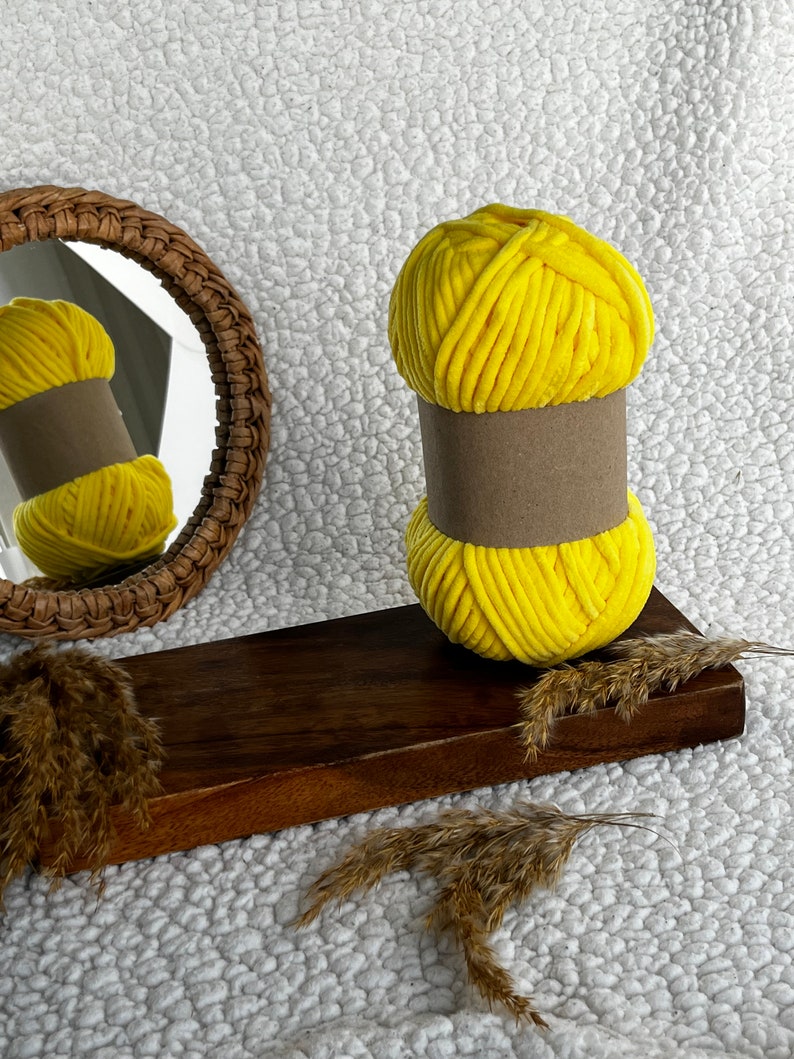 baby velour jaune fil fils tricot mercerie bobine creation laine accessoire bouton rubans aiguille macramé amigurumi loisirs cotton croche image 7