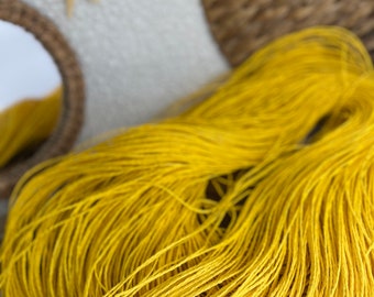 Lemon Raffia PAPER YARN 2ply Natural Twisted Craft Skein Yarn, Eco Friendly Bag Yarn, Hat Yarn, Straw Beach Yarn