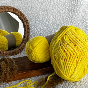 baby velour jaune fil fils tricot mercerie bobine creation laine accessoire bouton rubans aiguille macramé amigurumi loisirs cotton croche image 6