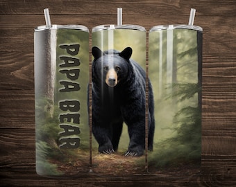 Papa Bär 20 oz Skinny Tumbler Sublimation Wrap // Digitaler Download PNG // Digitale Datei //