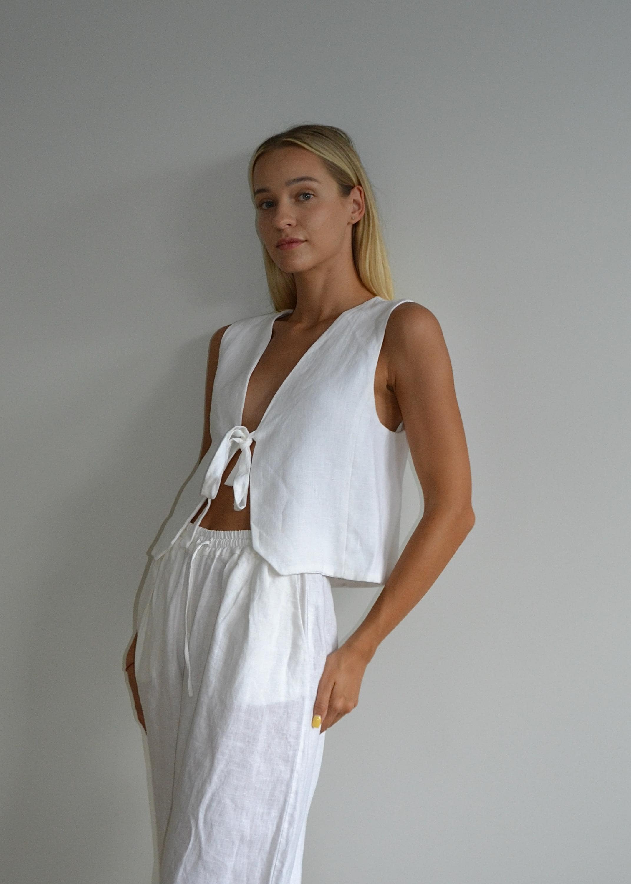 Linen Vest Women/ Linen Top Front Ties/ Vest for Women/ Linen Vest With — free download
