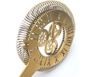 Golden Chronometer 3D Hawthorne Cocktail Strainer | Handcrafted Stainless Steel Unique Mixology Accessory