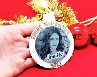 Christmas Balls Wood Personalized with Photo Christmas Tree Decoration Name Picture Acrylic Plastic Christmas Tree Gift Christmas Decoration MDF White
