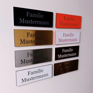 Türschild Namensschild Briefkastenschild Klingelschild Haustür Acryl Kunststoff selbstklebend Gravur Personalisiert 8 verschiedene Farben Bild 10