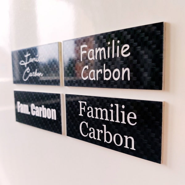 Türschild Carbon Optik Namensschild Briefkastenschild Klingelschild Haustür Acryl Kunststoff selbstklebend Gravur Personalisiert Top Größen