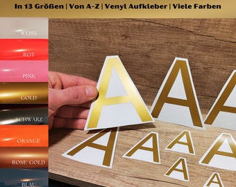 Venyl Aufkleber Sticker Buchstaben Gold Glänzend | viele Größen | Schriftart Arial | individuell personalisiert | Alphabet und Nummern