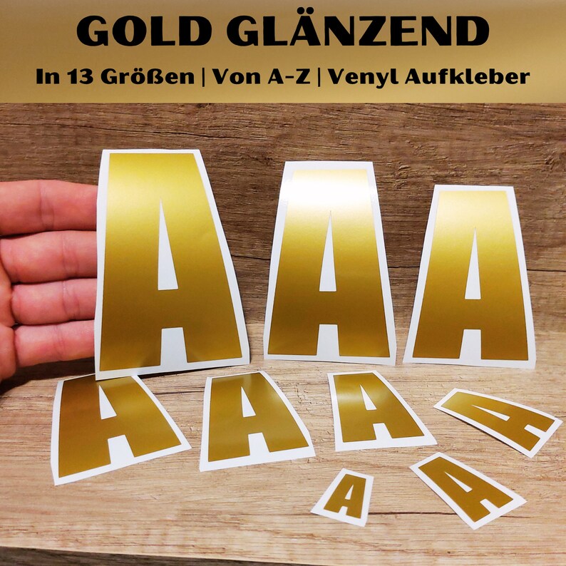 Vinyl Sticker Letters Gold Shiny Many Sizes Font Impact Individually