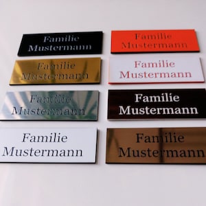 Türschild Namensschild Briefkastenschild Klingelschild Haustür Acryl Kunststoff selbstklebend Gravur Personalisiert 8 verschiedene Farben Bild 7