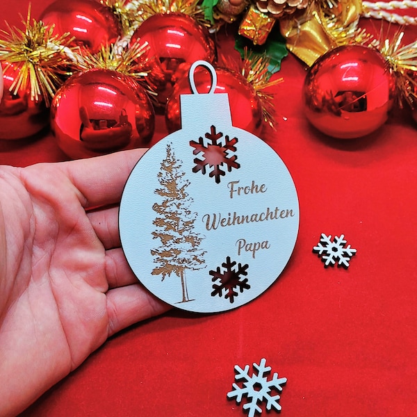 Weihnachtskugeln Christbaumschmuck Personalisiert Holz Name Schneeflocke Weihnachtsbaum Geschenk Weihnachtsdeko MDF Holz Weiß