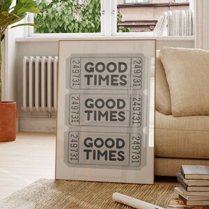 Good Times Ticket Wall Art Bar Cart Print Preppy Coastal Cowgirl Y2K Dopamine Slaapkamer Decor Grijs Cool Girl Dorm Poster Art Nu Trending Now