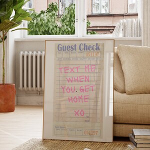 Sms me als je thuiskomt kunst aan de muur, Y2K-poster gastencheque en roze dopamine-decor voor preppy girl-tijdperk bar kar slaapzaal decor