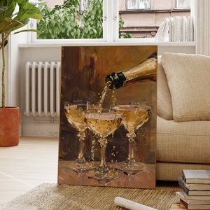 Champagne problemen afdrukken vintage flirt kamer decor olieverf muur kunst chique barwagen poster trendy preppy meisje tijdperk slaapzaal appartement