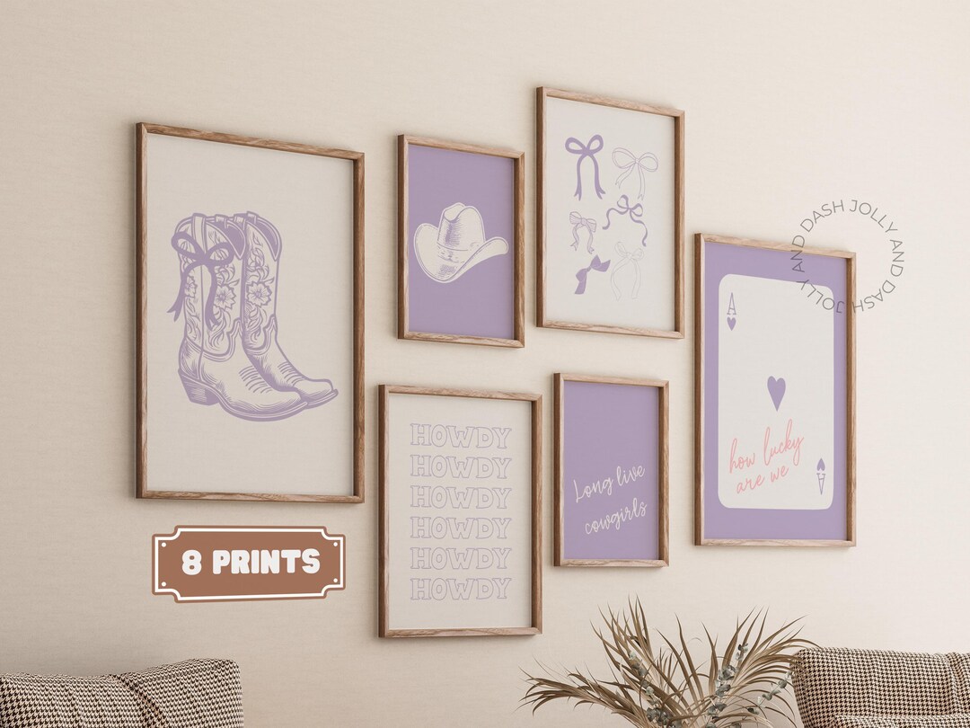Western Decor, Coastal Cowgirl Prints, Gallery Wall Set, Purple Wall ...