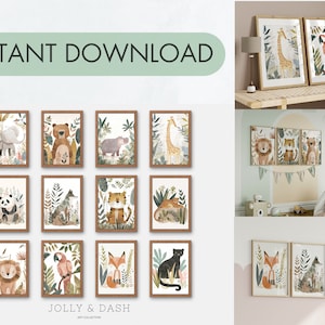 Safari Nursery Wall Art | Set of 14 | Jungle Nursery Decor | Boho ...