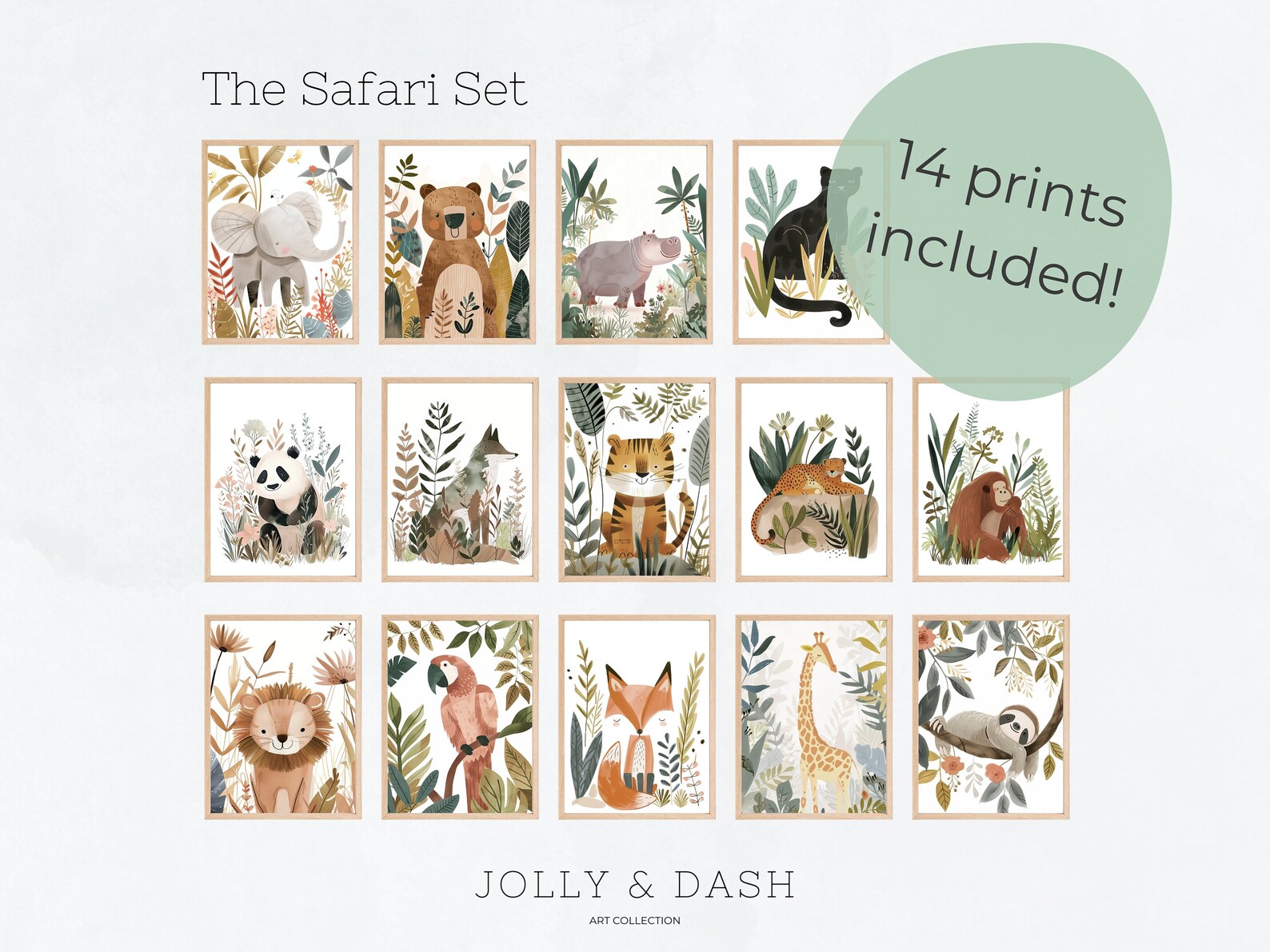 Safari Nursery Wall Art | Set of 14 | Jungle Nursery Decor | Boho ...