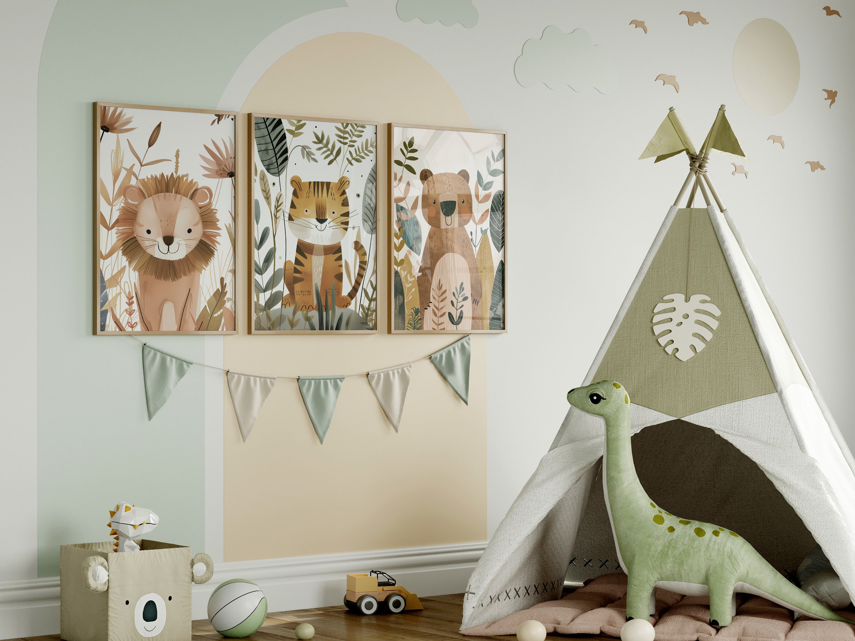 Safari Nursery Wall Art Set of 14 Jungle Nursery Decor Boho Nursery ...