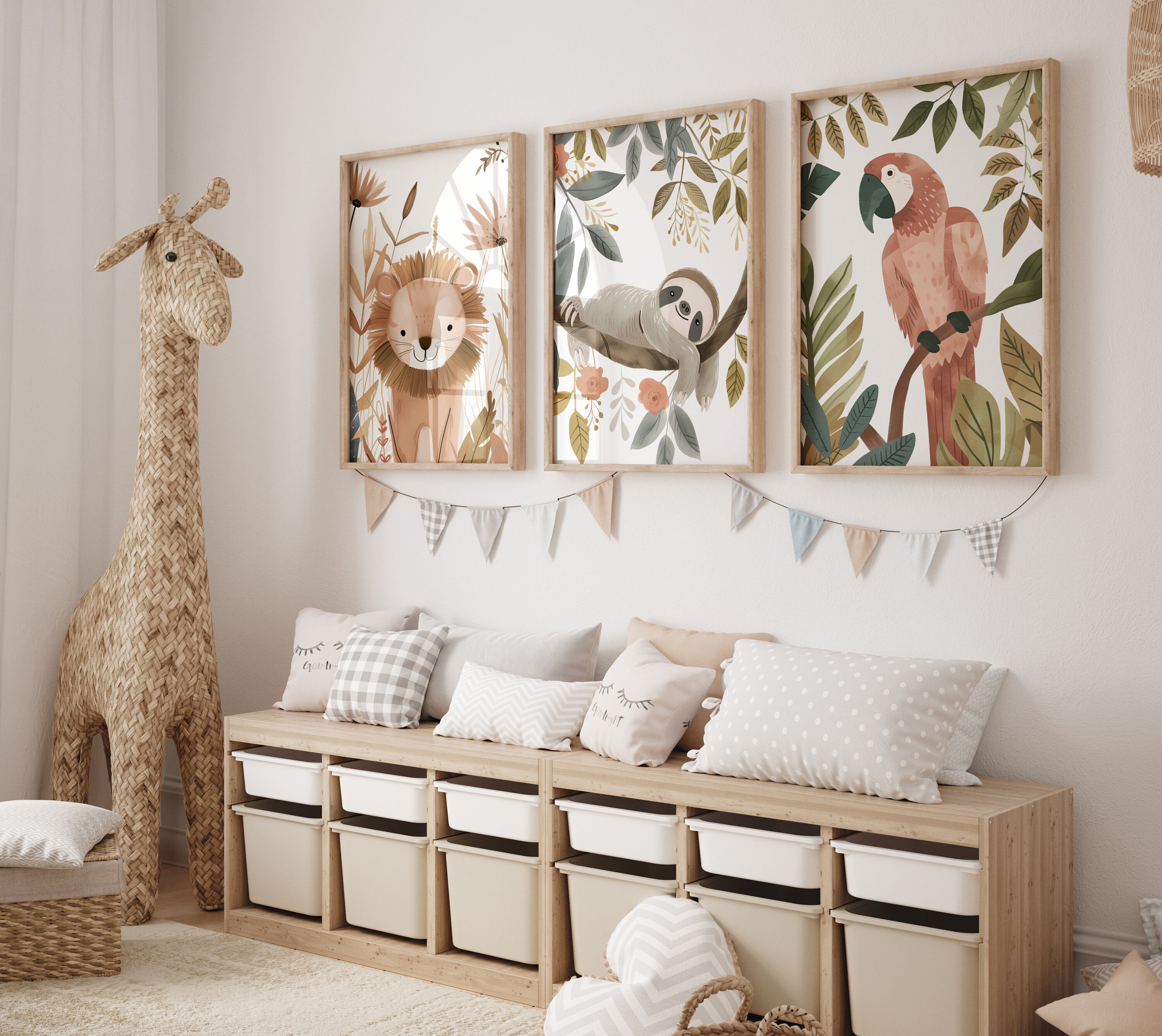 Safari Nursery Wall Art Set of 14 Jungle Nursery Decor Boho Nursery ...