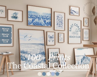 Coastal Prints | Set of 15, Coastal Granddaughter, Coastal Cowgirl, Coquette Room Decor, Ocean, Beachy Wall Art, Nautical, Sea, East Coast