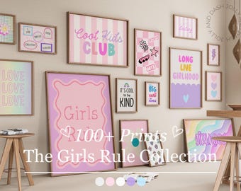 Cute Trendy Girls Room Gallery Wall Art Set Colorful Playroom Posters Retro Quirky Nursery Decor Kids Bedroom Prints Affirmation Printable