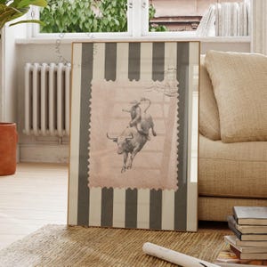 Rodeo Bull Western Wand Kunst Vintage Skizze Country Western Western Cowboy Poster Western Poster Western Western Western Western Westernstil Skizze