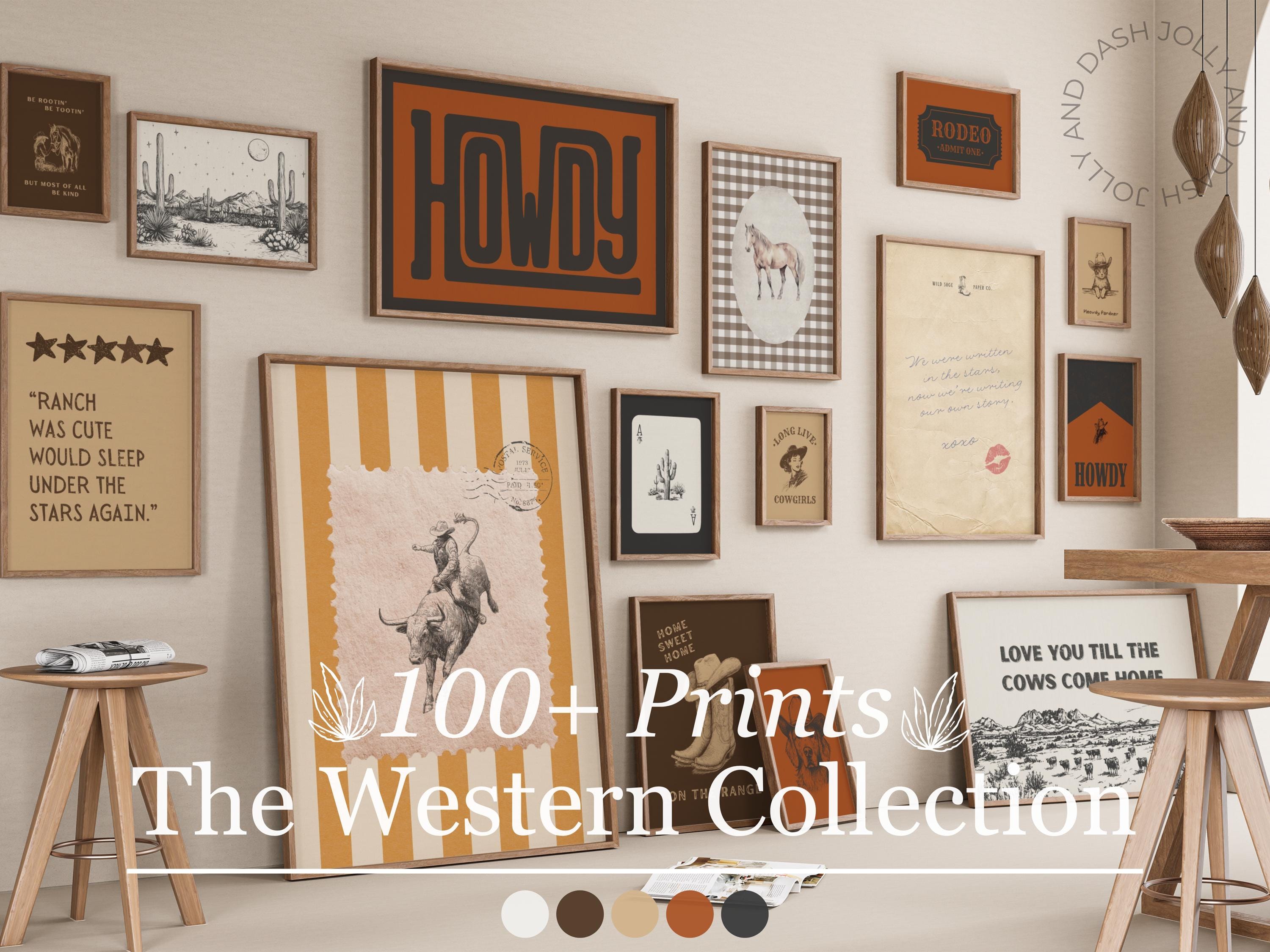 Cowboy Western Wall Art Set Vintage Country Prints Retro Wild West ...