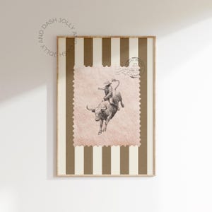 Rodeo Bull Western Wand Kunst Vintage Skizze Country Western Western Cowboy Poster Western Poster Western Western Western Western Westernstil Skizze