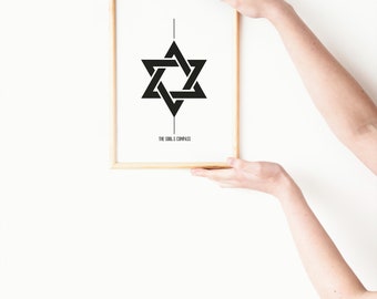 Arte de la Estrella de David: Decoración de pared judía moderna (Arte digital)